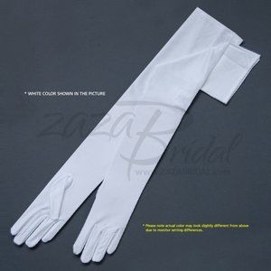 23.5″ Long 4-Way Stretch Matte Finish Satin Gloves Opera Length 16BL - White